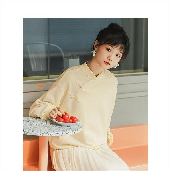 inmna 2020 spring new arrival retro chinese style skew buckle drop shoulder sleeve loose women short sweat shirt, Black
inmna 2020 spring new arrival retro chinese style skew buckle drop shoulder sleeve loose women short sweat shirt, Black