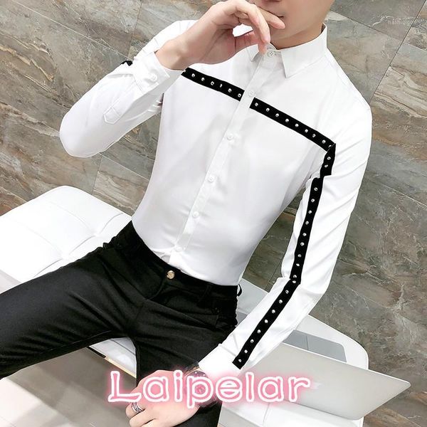 fashion rivets design men shirt spring new 2018 solid slim fit tuxedo shirts long sleeve korean dress shirt male black/white 3xl1, White;black
fashion rivets design men shirt spring new 2018 solid slim fit tuxedo shirts long sleeve korean dress shirt male black/white 3xl1, White;black