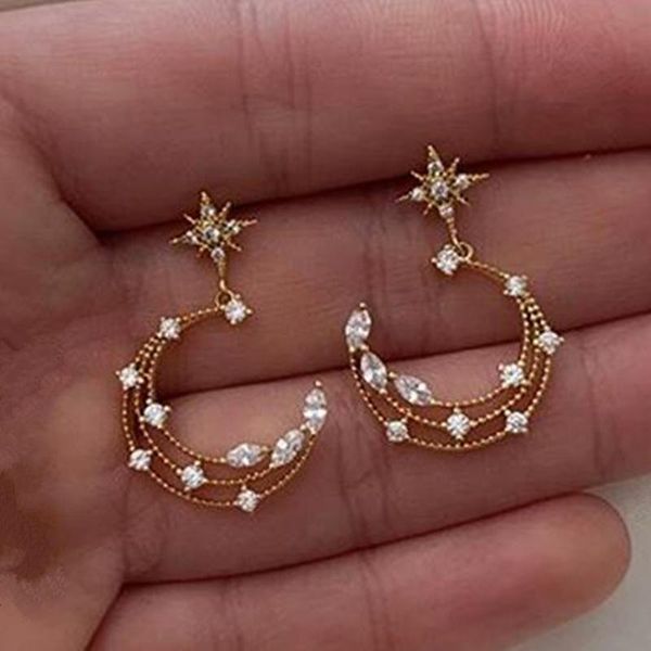 stud 2021 contracted asymmetric full rhinestone star and moon drop earrings delicate joker style women jewelry, Golden;silver
stud 2021 contracted asymmetric full rhinestone star and moon drop earrings delicate joker style women jewelry, Golden;silver