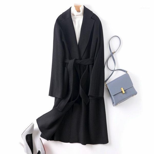 women's wool & blends high-end double-sided cashmere coat fork hand-stitched autumn/winter long bathrobe handmade wool1, Black
women's wool & blends high-end double-sided cashmere coat fork hand-stitched autumn/winter long bathrobe handmade wool1, Black
