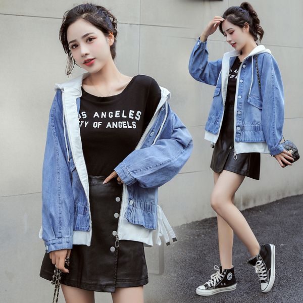 wxw hooded denim coat women's autumn 2020 new korean student loose bf fake two-piece hooded top, Black;brown
wxw hooded denim coat women's autumn 2020 new korean student loose bf fake two-piece hooded top, Black;brown