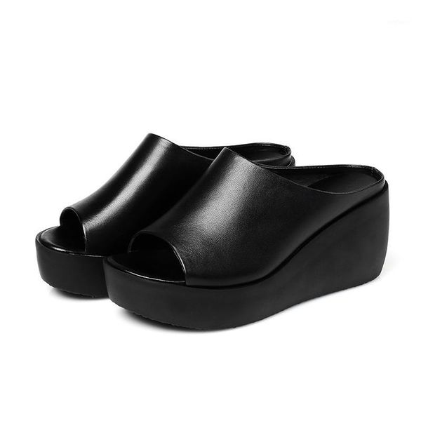 lucyever 2020 summer new thick bottom wedges slippers women genuine leather peep toe slippers woman classic platform sandals 431, Black
lucyever 2020 summer new thick bottom wedges slippers women genuine leather peep toe slippers woman classic platform sandals 431, Black