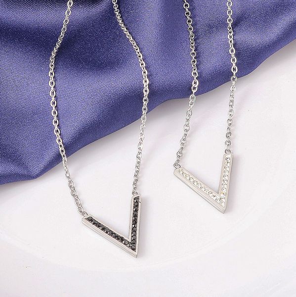 steel black and white rhinestone v titanium steel necklace womens live streaming non-fading jewelry stainless steel chain, Silver
steel black and white rhinestone v titanium steel necklace womens live streaming non-fading jewelry stainless steel chain, Silver