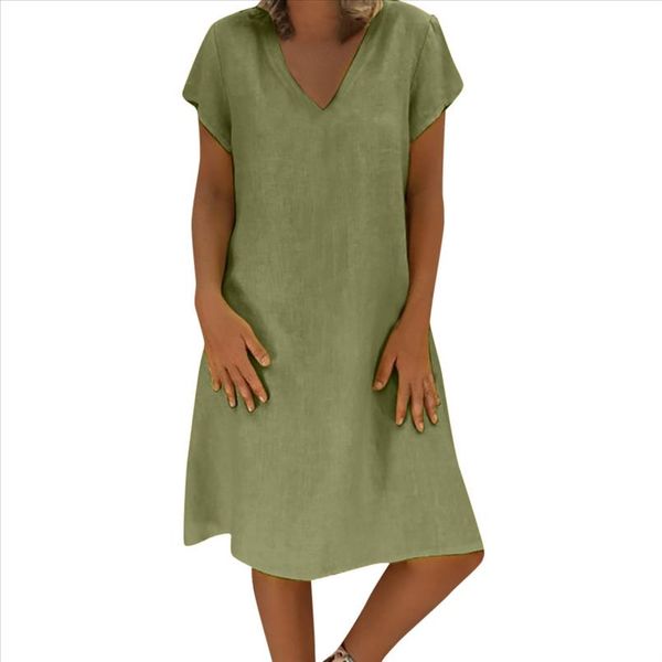 2020 new summer womens style dress large size solid color dress v neck short sleeve loose slim dresses vestidos casual, Black;gray
2020 new summer womens style dress large size solid color dress v neck short sleeve loose slim dresses vestidos casual, Black;gray