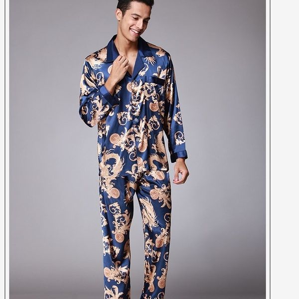 men's stain silk pajama set long sleeve trousers nightwear for men luxury men clothes wine red black men pajamas 201109, Black;brown
men's stain silk pajama set long sleeve trousers nightwear for men luxury men clothes wine red black men pajamas 201109, Black;brown