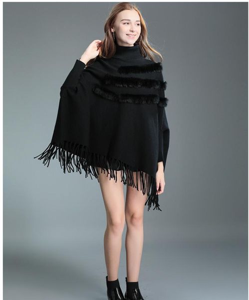 scarves women batwing sleeve occident winter high collar fur design tassel hem cloak cape knitted poncho sweater coat shawl, Blue;gray
scarves women batwing sleeve occident winter high collar fur design tassel hem cloak cape knitted poncho sweater coat shawl, Blue;gray