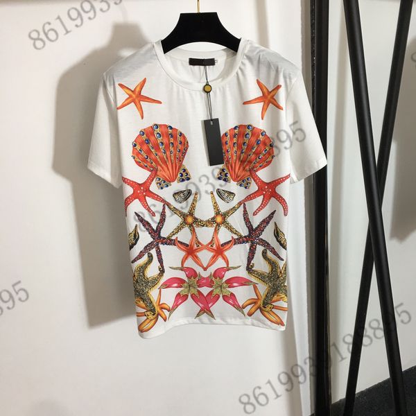 2022ss womens summer t shirt designer new starfish shell sea creature print cotton short-sleeved high-end t-shirt for women size sml, White
2022ss womens summer t shirt designer new starfish shell sea creature print cotton short-sleeved high-end t-shirt for women size sml, White