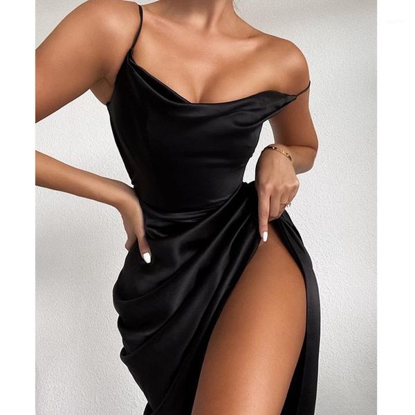 justchicc ruffles satin black spaghetti strap dress women sleeveless ruched side slit party dress club bodycon summer1, Black;gray
justchicc ruffles satin black spaghetti strap dress women sleeveless ruched side slit party dress club bodycon summer1, Black;gray