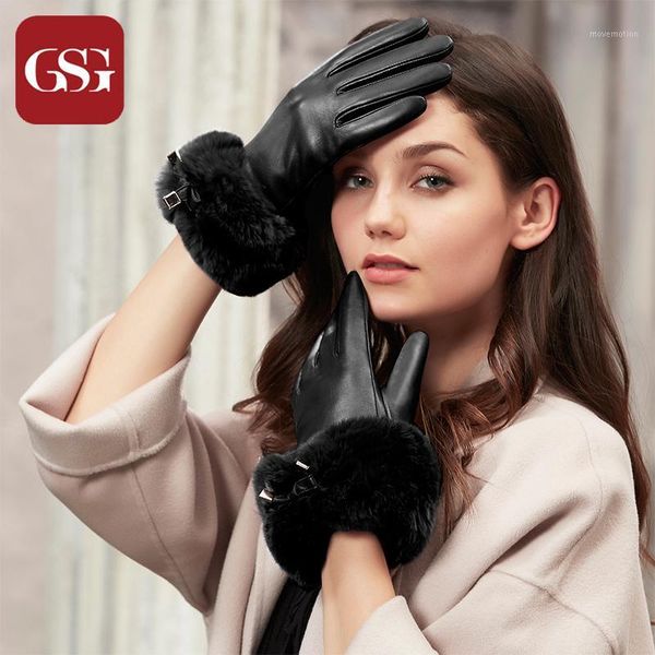 gsg winter warm knitted lined genuine leather gloves for women fashion fur ladies touchscreen driving gloves party black1, Blue;gray 
gsg winter warm knitted lined genuine leather gloves for women fashion fur ladies touchscreen driving gloves party black1, Blue;gray