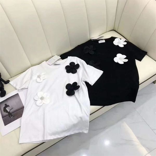 22ss women's t-shirt summer printed letter short sleeve lady blouse shirts versatile loose camellia top, White
22ss women's t-shirt summer printed letter short sleeve lady blouse shirts versatile loose camellia top, White