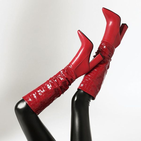 boots arden furtado spring winter fashion pointed toe chunky heels women's personality striped red grey brown knee high 41, Black
boots arden furtado spring winter fashion pointed toe chunky heels women's personality striped red grey brown knee high 41, Black