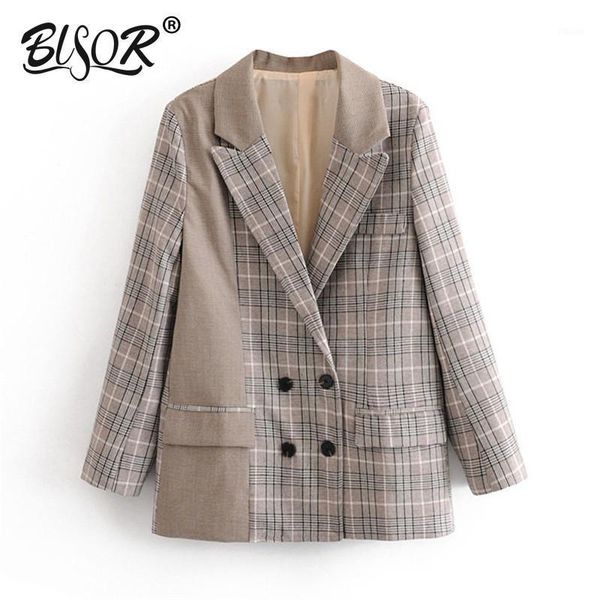 women's stylish plaid patchwork office lady blazers coat women notched collar long sleeve chic outerwear chaqueta1, White;black
women's stylish plaid patchwork office lady blazers coat women notched collar long sleeve chic outerwear chaqueta1, White;black
