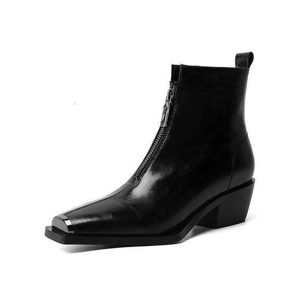 2021 new genuine leather women ankle thick heeled metal poined toe boots autumn winter office woman fashion shoes l4vx, Black
2021 new genuine leather women ankle thick heeled metal poined toe boots autumn winter office woman fashion shoes l4vx, Black
