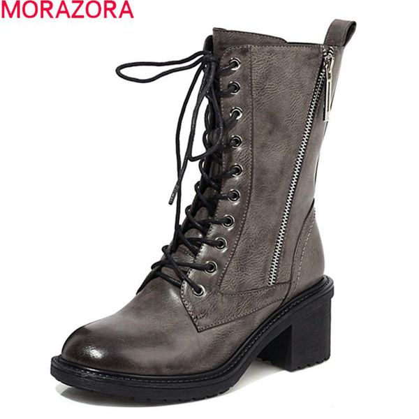 morazora 2020 new women shoes square heels round toe lace up ladies shoes winter solid color ankle boots black gray
morazora 2020 new women shoes square heels round toe lace up ladies shoes winter solid color ankle boots black gray
