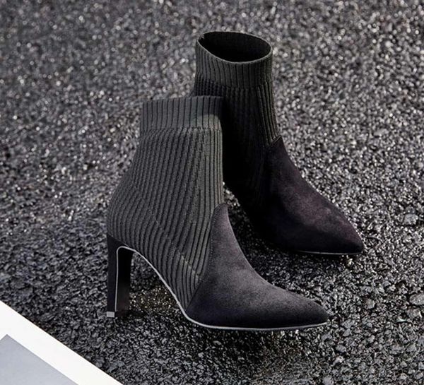 2020 brand design vintage suede women shoes winter shoes short boots high heels pointed toe party elastic fabric shoe, Black
2020 brand design vintage suede women shoes winter shoes short boots high heels pointed toe party elastic fabric shoe, Black