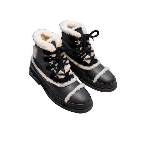 2020 winter new women's shoes belt warm snow boots fur one boots british wind leather hint boots, Black
2020 winter new women's shoes belt warm snow boots fur one boots british wind leather hint boots, Black