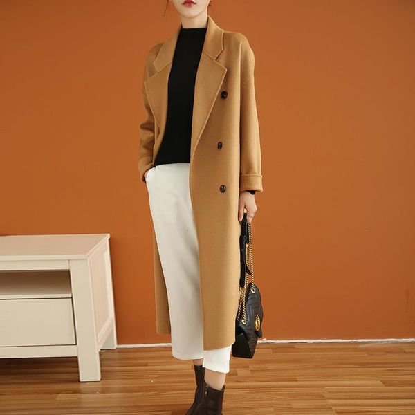 women's wool & blends autumn and winter 2021 double faced woolen overcoat long high end korean loose large women, Black
women's wool & blends autumn and winter 2021 double faced woolen overcoat long high end korean loose large women, Black