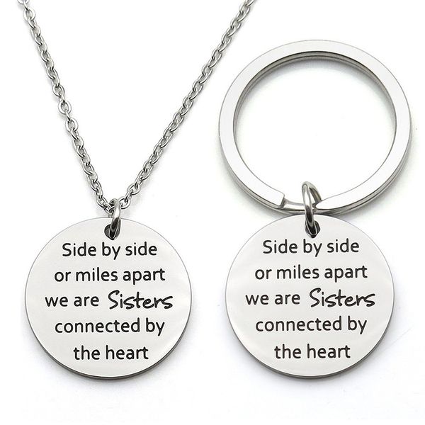 sister gifts side by side or miles apart we are sisters heart friends gift stainless steel charm pendant necklace keychains, Slivery;golden
sister gifts side by side or miles apart we are sisters heart friends gift stainless steel charm pendant necklace keychains, Slivery;golden