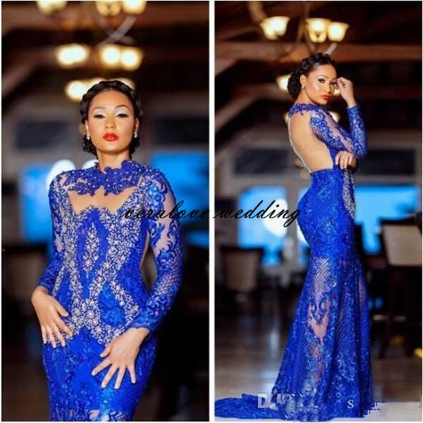 arabic royal blue mermaid evening dress beaded lace long sleeves formal party pageant gowns prom dress, Black
arabic royal blue mermaid evening dress beaded lace long sleeves formal party pageant gowns prom dress, Black
