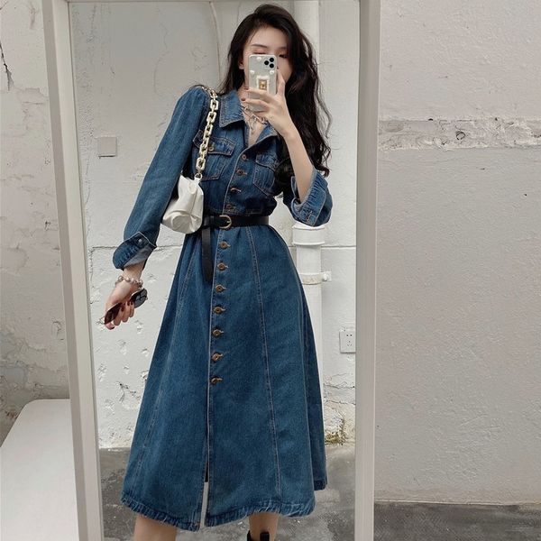 autumn 2020 new style waist closing slim lapel mid length dress long sleeve skirt denim jacket women's wear
autumn 2020 new style waist closing slim lapel mid length dress long sleeve skirt denim jacket women's wear