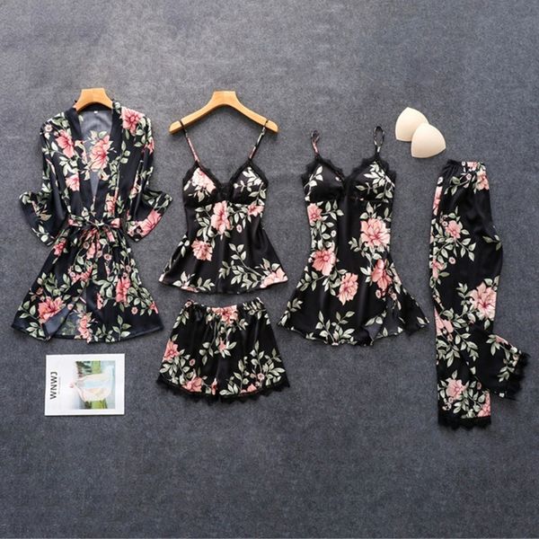 5pc / 3pc lace satin robe bathrobe trousers shorts lingerie set female pajamas sleepwear suit pijama mujer y200708, Black;red
5pc / 3pc lace satin robe bathrobe trousers shorts lingerie set female pajamas sleepwear suit pijama mujer y200708, Black;red