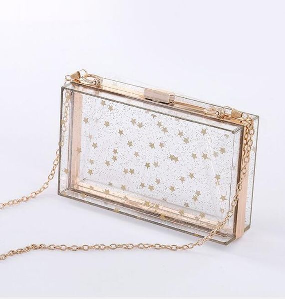 3pcs 2020 new star printing transparent acrylic bag bling chain box bag for women gift
3pcs 2020 new star printing transparent acrylic bag bling chain box bag for women gift