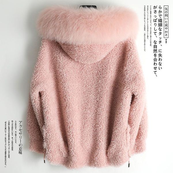 natural real coat female winter hooded jacket women clothes 2020 korean sheep shearing coats pink wool fur 968, Black
natural real coat female winter hooded jacket women clothes 2020 korean sheep shearing coats pink wool fur 968, Black