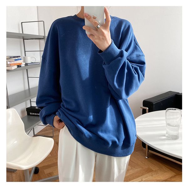 2021 new autumn sleeve casual o-neck loose style cotton long hoodies blue green color women w15a, Black
2021 new autumn sleeve casual o-neck loose style cotton long hoodies blue green color women w15a, Black