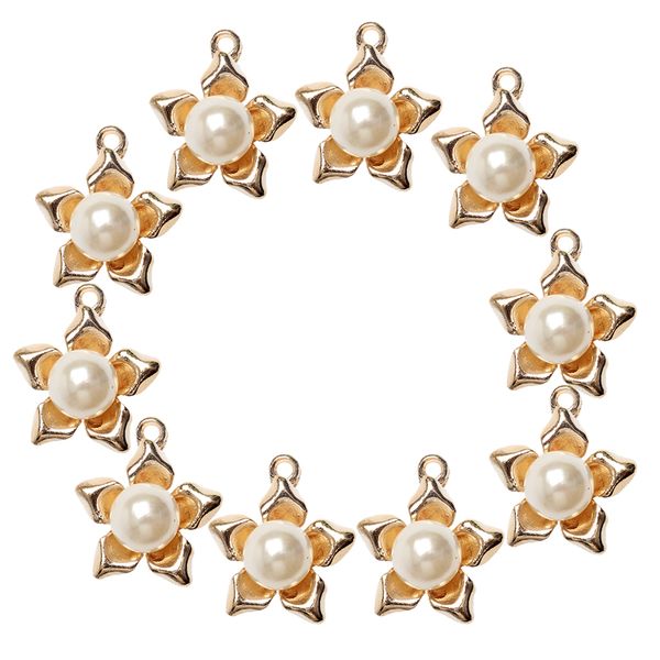10 pieces alloy flower pearl charms pendant for diy jewelry making crafts gold, Black
10 pieces alloy flower pearl charms pendant for diy jewelry making crafts gold, Black