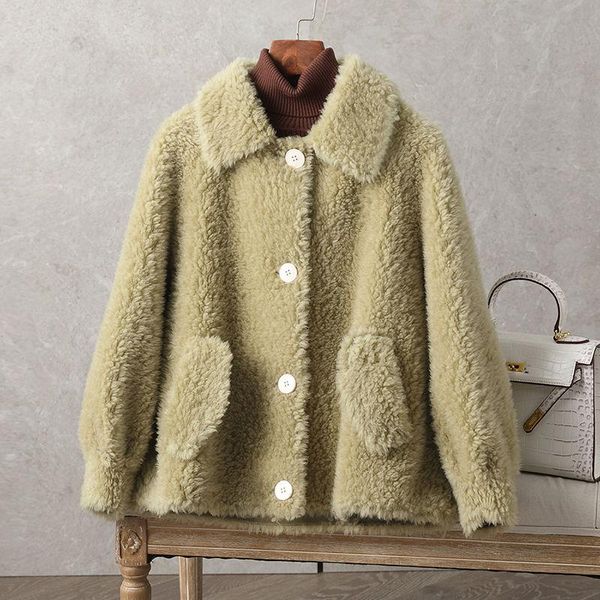 women's fur & faux women 2021 winter fashion loose real wool coat jacket female natural genuine sheep shearling overcoats warm outwear, Black
women's fur & faux women 2021 winter fashion loose real wool coat jacket female natural genuine sheep shearling overcoats warm outwear, Black