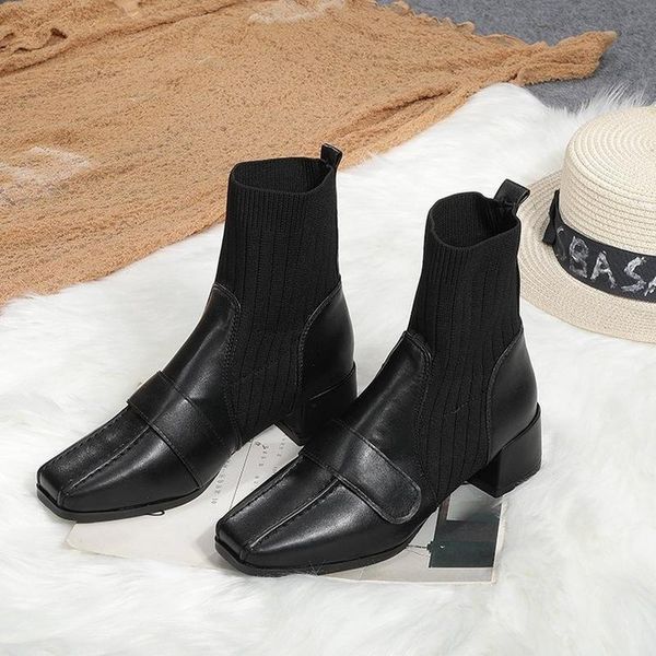 new women's boots autumn british style square head short boots chunky thin women's zapatos de mujer 2020, Black
new women's boots autumn british style square head short boots chunky thin women's zapatos de mujer 2020, Black