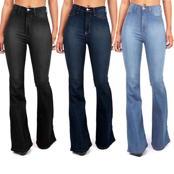 women solid wash skinny jeans high waist denim wide leg pants elastic stretches female distressed jeans, Blue
women solid wash skinny jeans high waist denim wide leg pants elastic stretches female distressed jeans, Blue