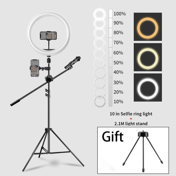 10in'/26cm Ring Lamp Big Pgraphy Ringlight With Stand Dimmable Led Usb Selfie Ring Light For Tik Tok Makeup Youtube Live