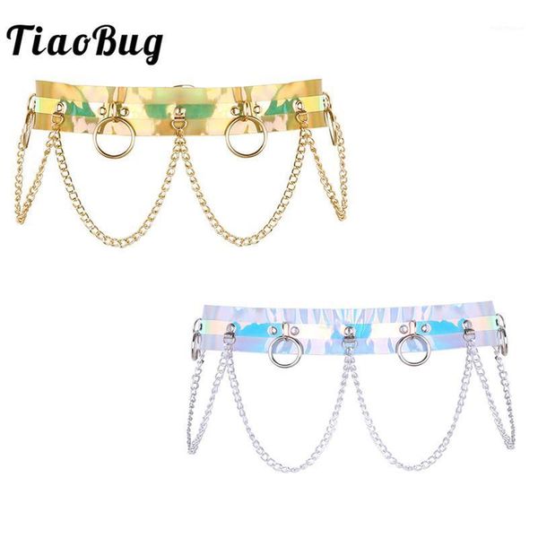 TiaoBug New Fashion Women Punk Shiny Laser Dazzle Colour PVC Female Body Waist Belt O Ring Holographic Sexy Harness Chain Belt1, Black;brown
TiaoBug New Fashion Women Punk Shiny Laser Dazzle Colour PVC Female Body Waist Belt O Ring Holographic Sexy Harness Chain Belt1, Black;brown