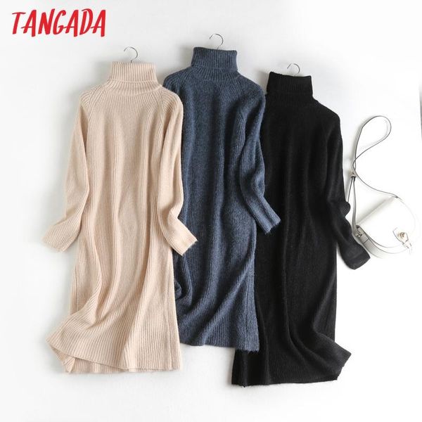 tangada 2020 autumn winter fashion women turtleneck sweater dress long sleeve loose female solid midi knit dress vestidos 6d28, Black;gray
tangada 2020 autumn winter fashion women turtleneck sweater dress long sleeve loose female solid midi knit dress vestidos 6d28, Black;gray