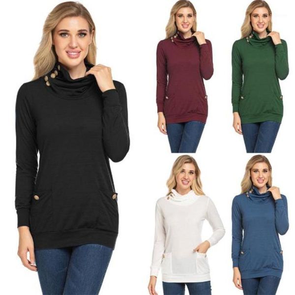 women long sleeve buttons cowl neck sweatshirt solid color pullover tunic casual slim shirt streetwear with pockets1, White
women long sleeve buttons cowl neck sweatshirt solid color pullover tunic casual slim shirt streetwear with pockets1, White
