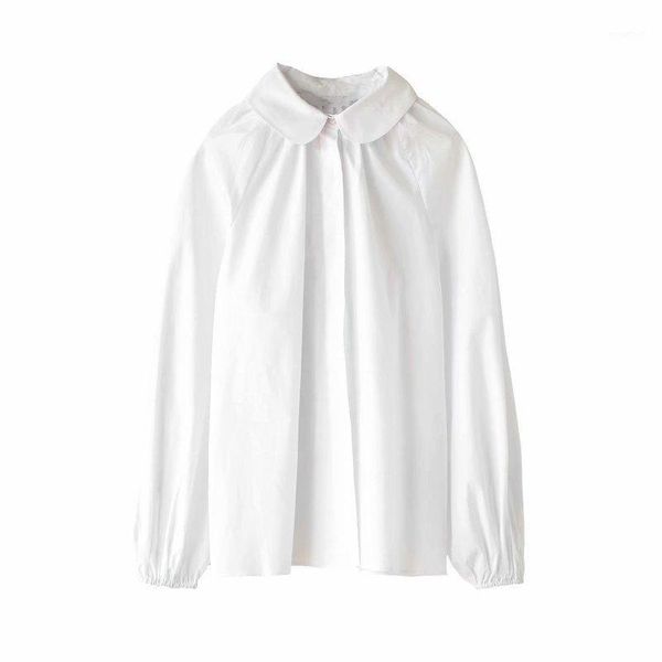 qj45-8153 european and american fashion rounded collar loose shirt1, White