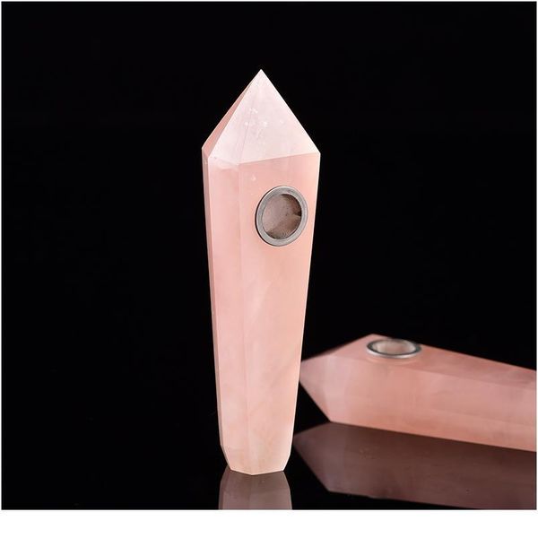 1pc natural crystal rose quartz pink smoking pipe crystal point wand healing stones strainer quartz stone f jllogc, Black 
1pc natural crystal rose quartz pink smoking pipe crystal point wand healing stones strainer quartz stone f jllogc, Black