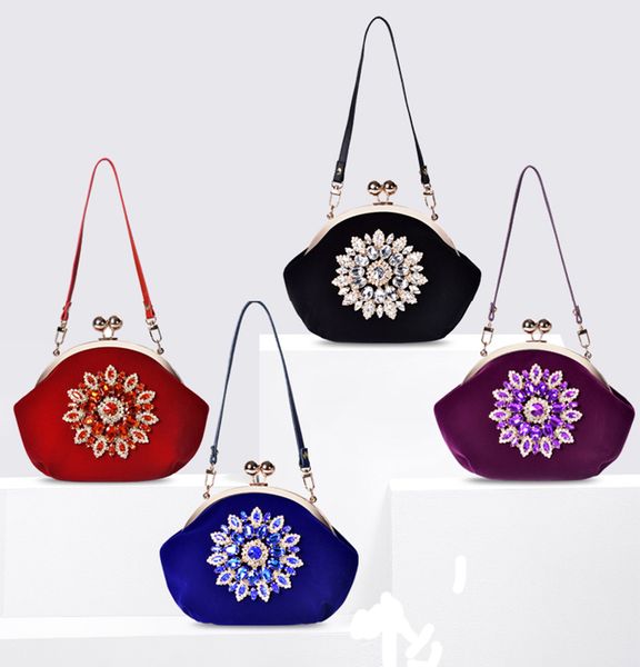new women's bridal bag wedding bright diamond flower dinner handbag