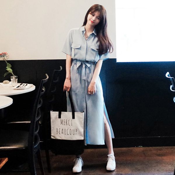 2021 new korean female lapel thin grace short tempers show blue sleeve tighten a chiffon shirt belt dressed rk3i, Black;gray
2021 new korean female lapel thin grace short tempers show blue sleeve tighten a chiffon shirt belt dressed rk3i, Black;gray