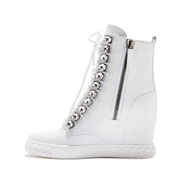 boots woman cow leather rhinestones bead embellished ankle inner height increasing high crystal wedge sneaker, Black
boots woman cow leather rhinestones bead embellished ankle inner height increasing high crystal wedge sneaker, Black