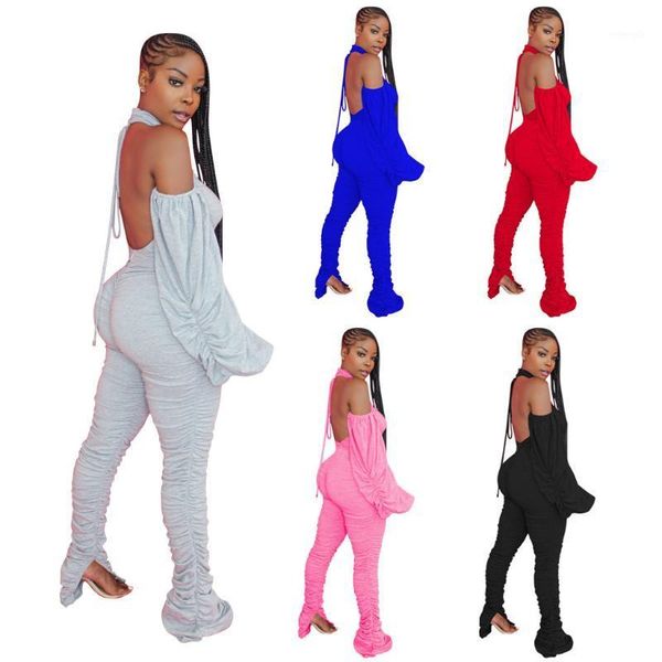 444120 autumn winter women solid cotton halter backless pleated lantern sleeve jumpsuit playsuit rompers plus size, Black;white
444120 autumn winter women solid cotton halter backless pleated lantern sleeve jumpsuit playsuit rompers plus size, Black;white