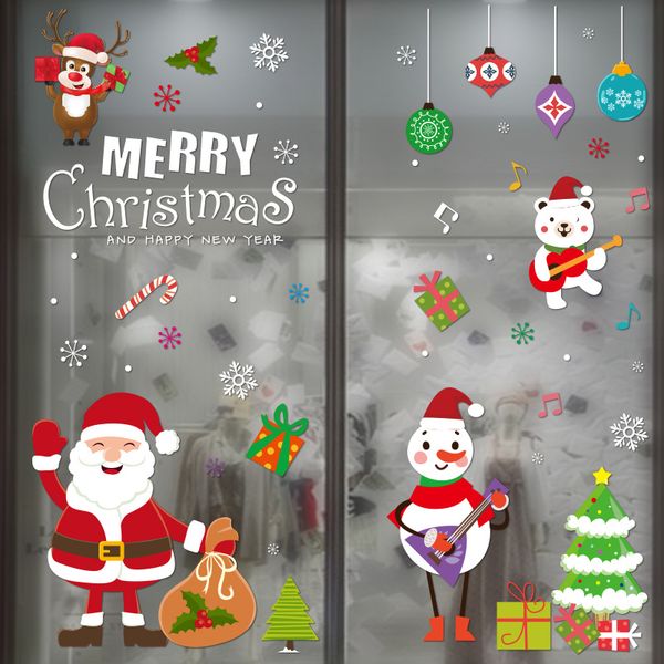 Christmas Decorations For Home Wall Window Stickers Natal Navidad Xmas 2020 Ornament New Year Decor Glass Stickers Christmas Supplies Ccc