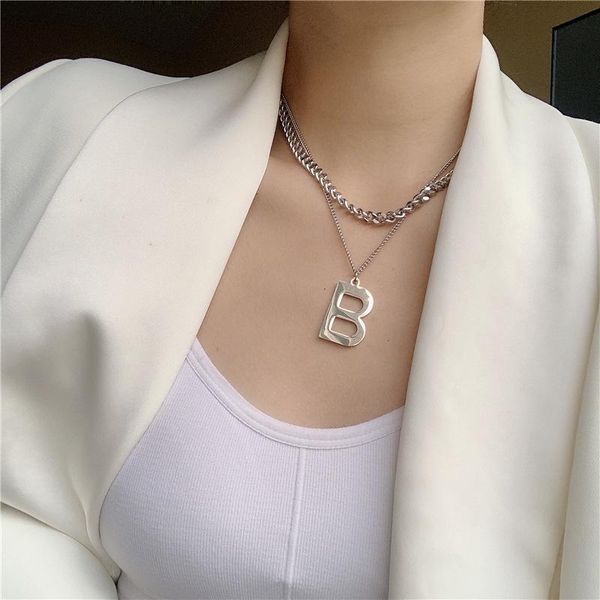fashion letter b necklace double layered titanium steel chain hip hop necklace clavicle chain female sale, Silver
fashion letter b necklace double layered titanium steel chain hip hop necklace clavicle chain female sale, Silver