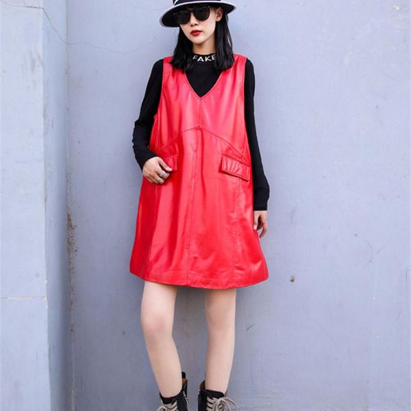 casual dresses europe style autumn winter women's v-neck leather dress sheepskin genuine sundress c652, Black;gray
casual dresses europe style autumn winter women's v-neck leather dress sheepskin genuine sundress c652, Black;gray