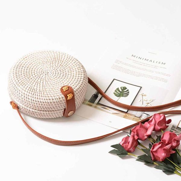 auau-rattan woven bag ins bag wrap package department of classical art, handmade white mini woven pu shoulder strap(white