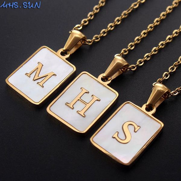 mhs.sun trendy titanium steel chain necklace women/girls 26 letters shell pendants necklace geometric alphabet jewelry for gift, Silver
mhs.sun trendy titanium steel chain necklace women/girls 26 letters shell pendants necklace geometric alphabet jewelry for gift, Silver