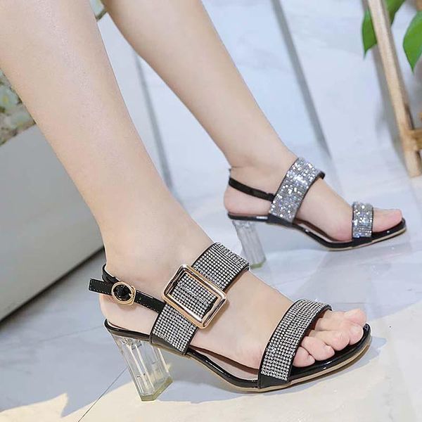 women high heels wedding chunky heel rhinestones open toes pumps women buckle shoes on heels ladies comfy footwear female, Black
women high heels wedding chunky heel rhinestones open toes pumps women buckle shoes on heels ladies comfy footwear female, Black