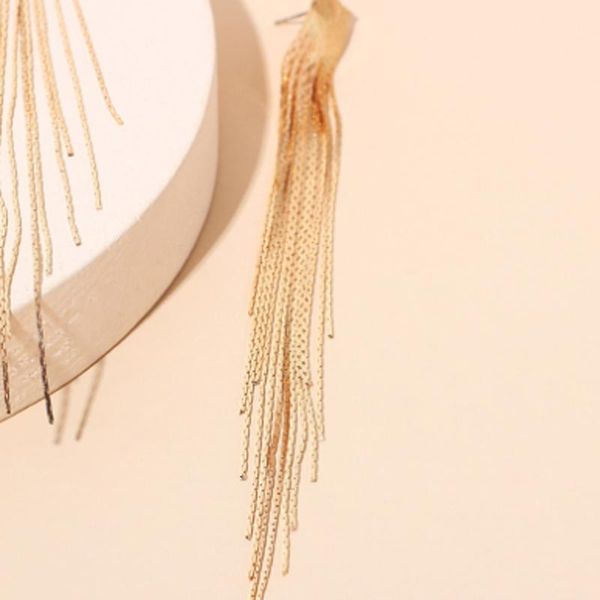 stud chain long tassel earrings product accessories retro fashion for women golden copper gift, Golden;silver
stud chain long tassel earrings product accessories retro fashion for women golden copper gift, Golden;silver