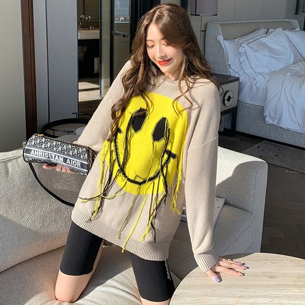 smiley face female nightgown autumn/winter 2021 new oversized loose around the neck jumper knitted upper designer clothes 6o9d, White;black
smiley face female nightgown autumn/winter 2021 new oversized loose around the neck jumper knitted upper designer clothes 6o9d, White;black